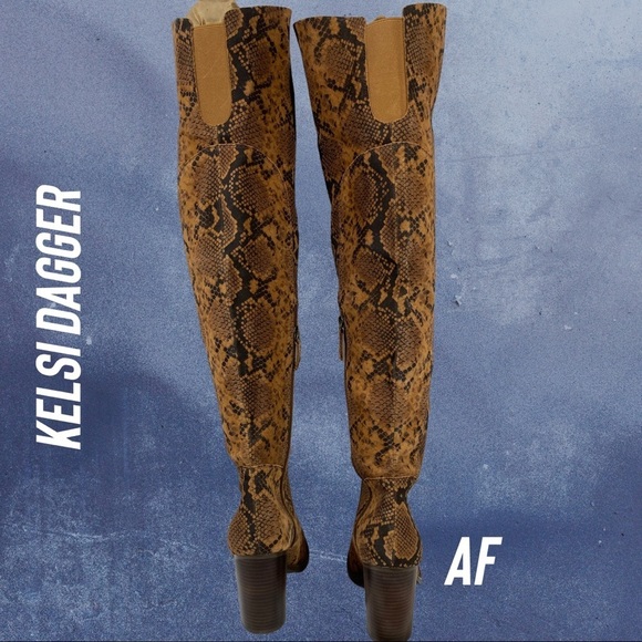 KELSI DAGGER BROOKLYN LOGAN OVER KNEE BOOTS PYTHON NEW SIZE 9 - Picture 2 of 6